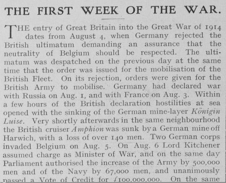 1914 1st week of the war text